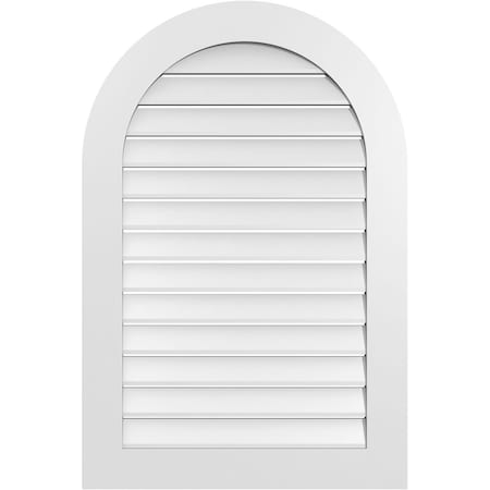Ekena Millwork Round Top Surface Mount PVC Gable Vent: Functional, w/ 3-1/2"W x 1"P Standard Frame, 28"W x 42"H GVPRT28X4201SF